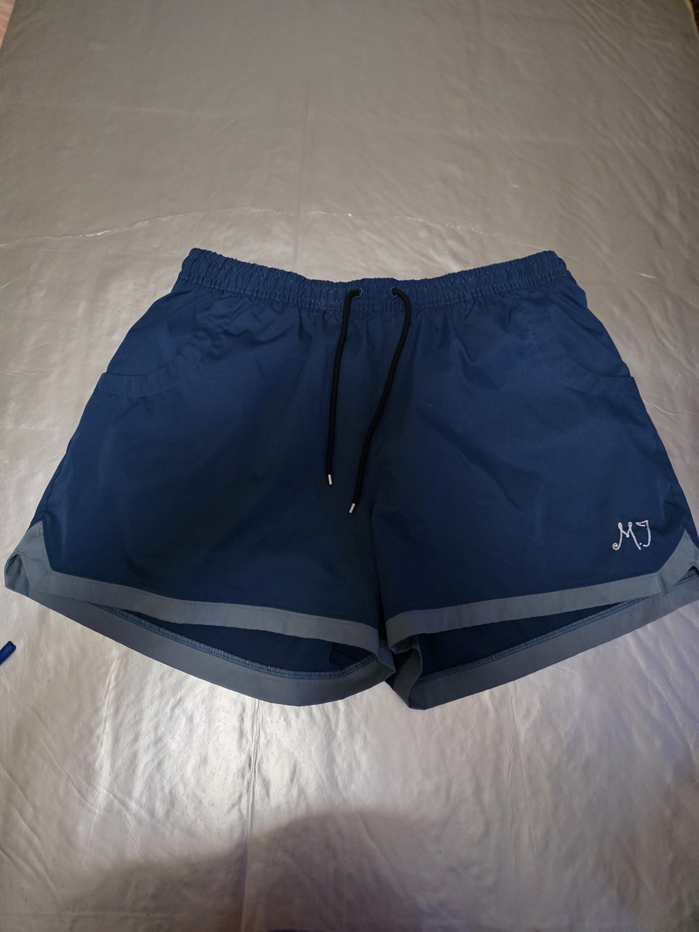 Women's Navy Athletic Shorts with Drawcord and Reflective Trim